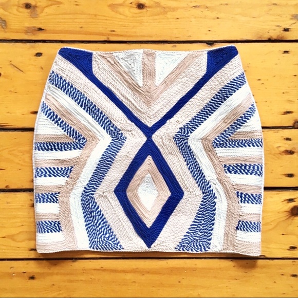 H&M Embroidered geometric colorblock mini skirt S - Picture 3 of 8
